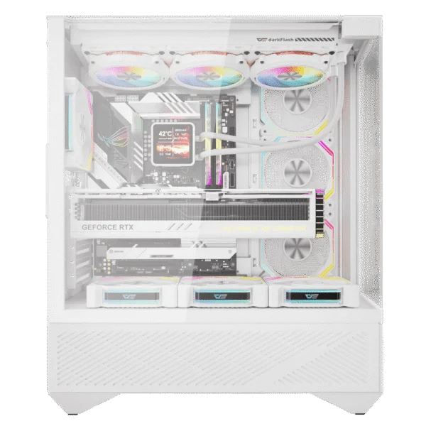 DarkFlash DY460 ATX PC Case, With 4 ARGB Fans, WHITE