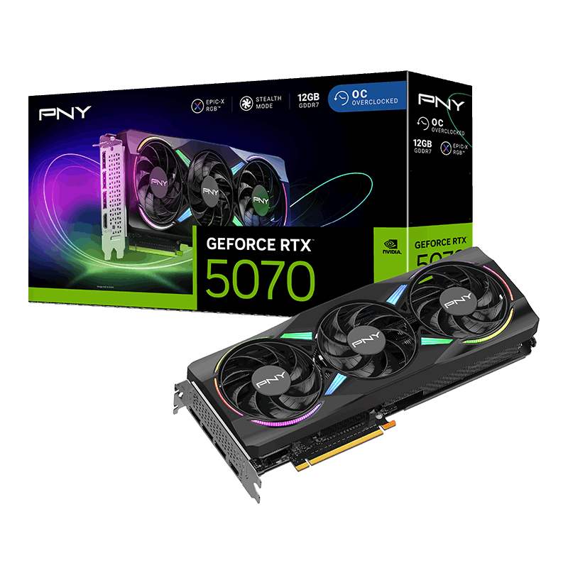 PNY GeForce RTX™ 5070 ARGB EPIC-X RGB™ Overclocked Triple Fan GPU