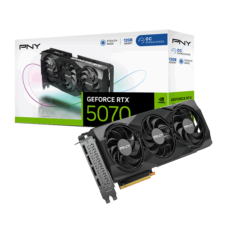 PNY GeForce RTX™ 5070 Overclocked 12GB Triple Fan GPU