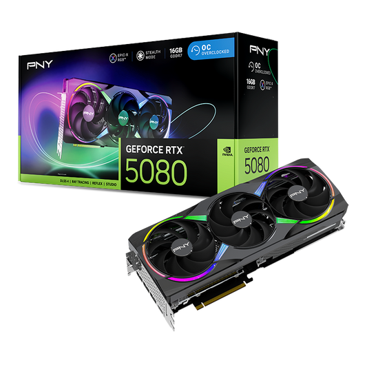 PNY GeForce RTX™ 5080 ARGB EPIC-X RGB™ Overclocked Triple Fan GPU