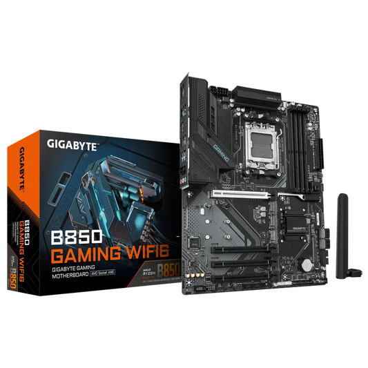 GIGABYTE B850 GAMING WIFI6 AMD AM5 LGA 1718 Motherboard, ATX, DDR5 8200MT/s, PCIe 5.0, 3x M.2, USB-C, WIFI6E, 1GbE LAN, EZ-Latch, RGB, Q-Flash, X3D Turbo Mode,  HDMI/DP Output