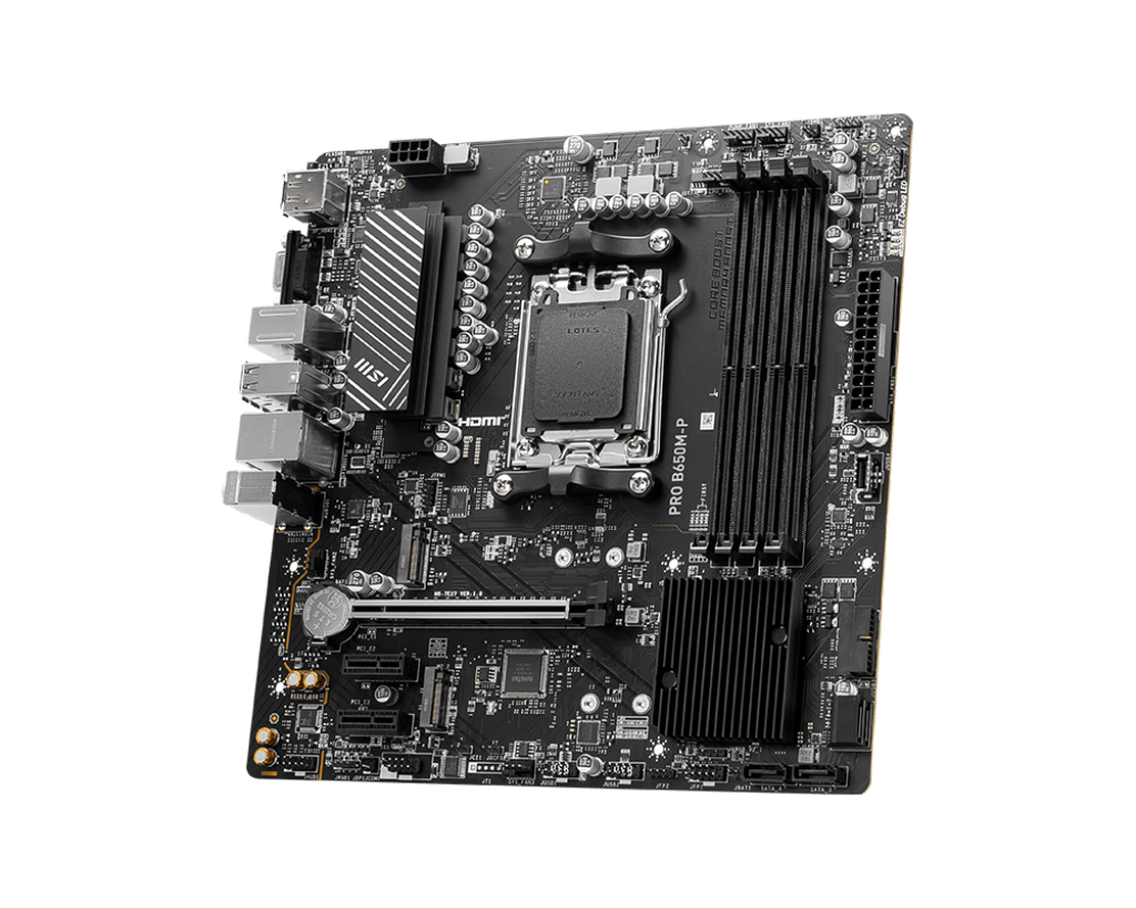MSI PRO B650M-P Motherboard, Micro-ATX - Supports AMD Ryzen 7000 Series Processors, AM5 - DDR5 Memory Boost 6000+MHz/OC, 1 x PCIe 4.0 x16, 2 x M.2 Gen4, 2.5G LAN