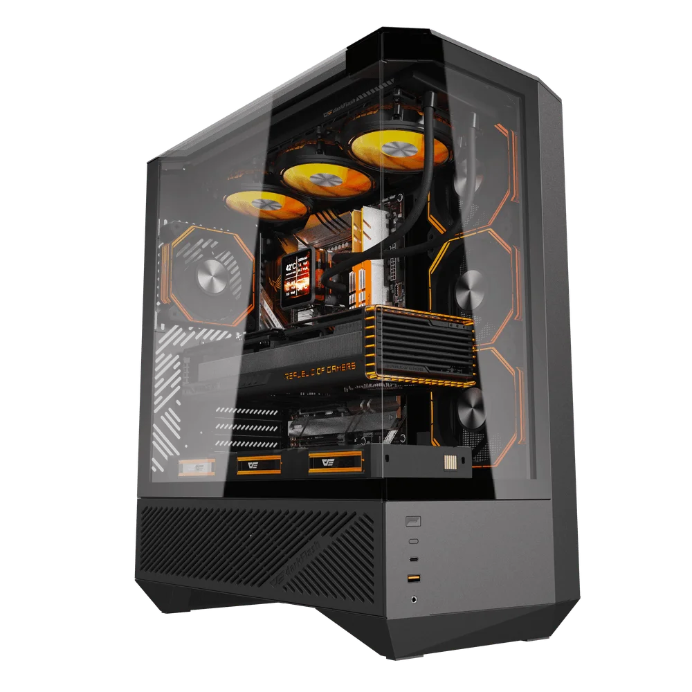 DarkFlash DY460 ATX PC Case, With 4 ARGB Fans, BLACK
