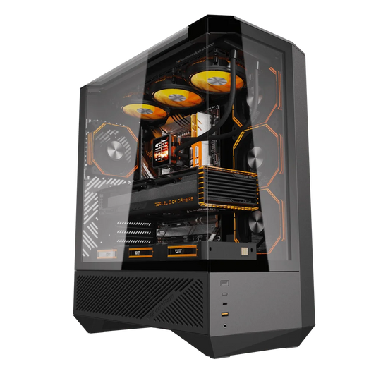 DarkFlash DY460 ATX PC Case, With 4 ARGB Fans, BLACK