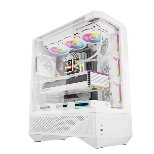 DarkFlash DY460 ATX PC Case, With 4 ARGB Fans, WHITE