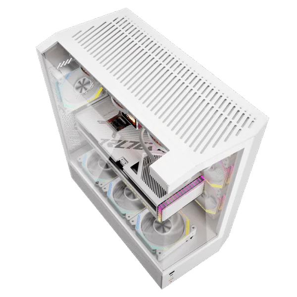 DarkFlash DY460 ATX PC Case, With 4 ARGB Fans, WHITE