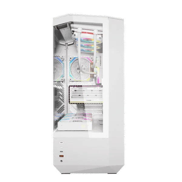 DarkFlash DY460 ATX PC Case, With 4 ARGB Fans, WHITE