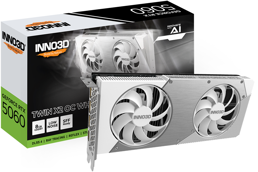 INNO3D GEFORCE RTX™ 5060 8GB TWIN X2 OC WHITE GRAPHICS CARDS