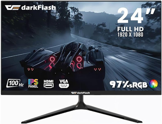 Darkflash G243FW 24" IPS, FHD 100Hz Gaming Monitor/Office Monitor, Clear Vision Processor, Eye Care Technology, CDC Dimming Technology, Built-In HDMI & VGA Port Monitor