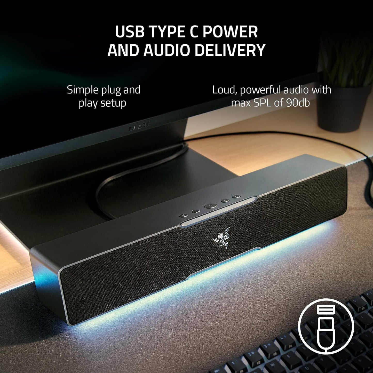 Razer Leviathan V2 X, USB Type C PC Soundbar