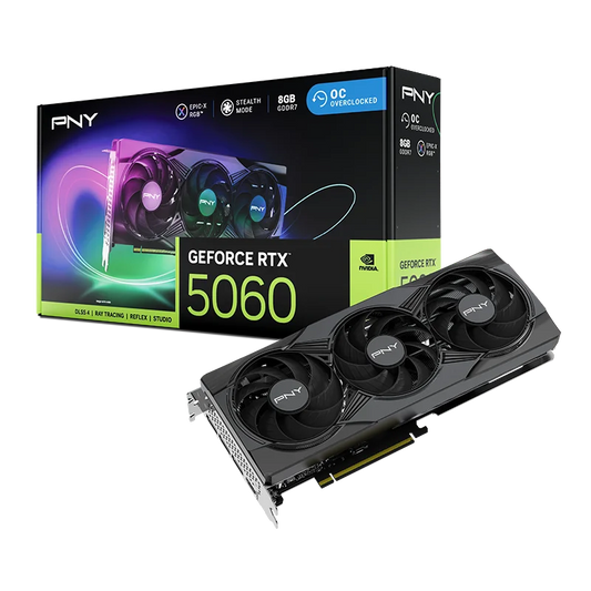 PNY GeForce RTX™ 5060 OC 8GB GDDR7 PCIe 5.0 ARGB EPIC-X RGB™ Overclocked Triple Fan GPU