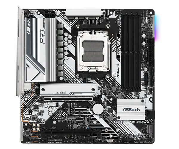 Asrock B650M Pro RS AMD Socket AM5 Ryzen 7000/8000/9000 Series DDR5 7200+ (OC) MHz 256GB M.2 Key E for WiFi SATA3 6.0 Gb/s Micro ATX Motherboard 2.5G LAN BIOS Flashback