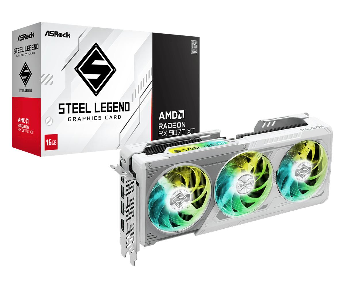 ASROCK AMD Radeon™ RX 9070 XT Steel Legend 16GB, WHITE