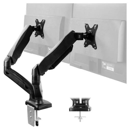 MICRON MCR-MSE02 Dual Computer Desk Monitor Stand Monitor Arm, 13-27″ Inch, 360° Rotation