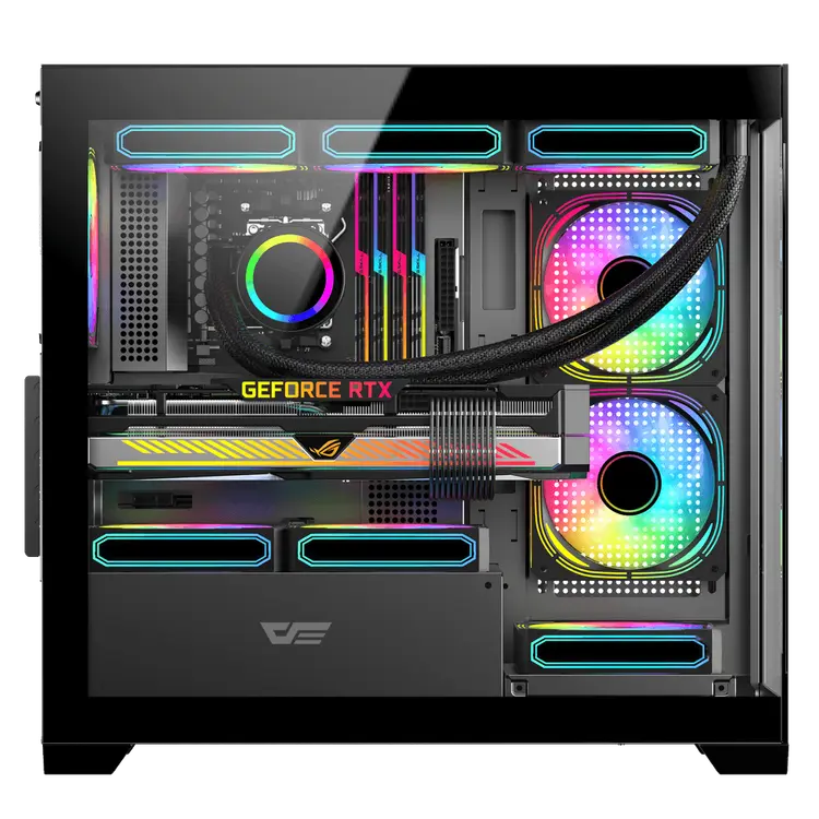 DarkFlash DS900M M-ATX PC Case, With 3 ARGB Fans, BLACK