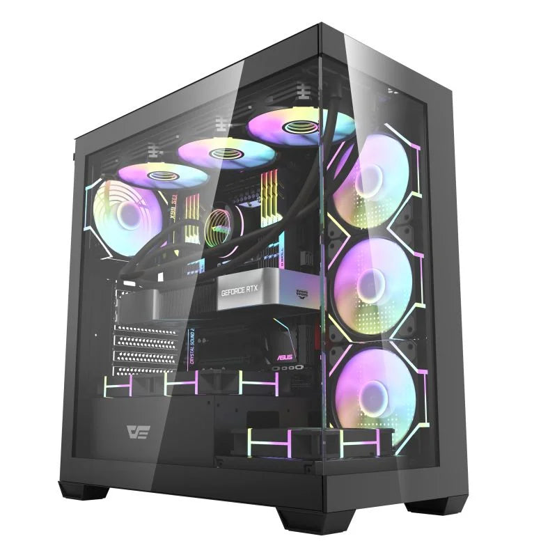 DarkFlash DS900 ATX PC Case, With 5 ARGB Fans, Black