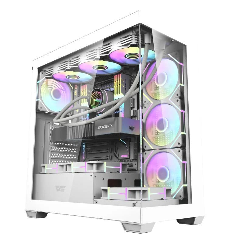 DarkFlash DS900 ATX PC Case, With 5 ARGB Fans, White